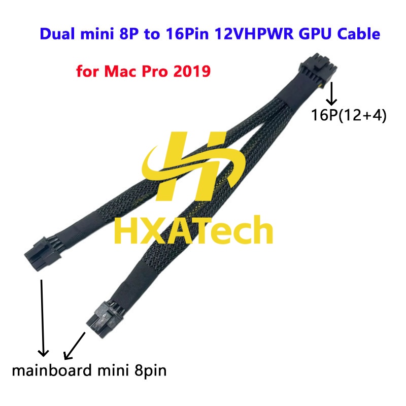 Dual 8Pin To 16Pin 12Vhpwr Cable - HXATech – Cabo de alimentação para